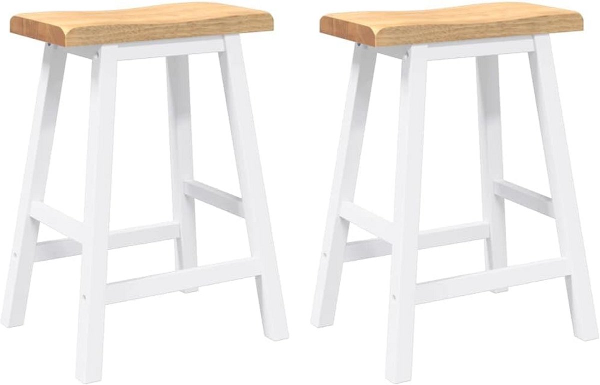 Set van 2 Stevige Houten Barkrukken Wit