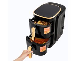 Sensova - Airfryer Dubbellaags 2400W 6L + 6L - Grote Heteluchtfriteuse met Twee Onafhankelijke Manden voor 6-8 Personen - Multifunctionele Airfryer en Heteluchtoven voor Gezond, Snel en Vetarm Koken Zonder Olie