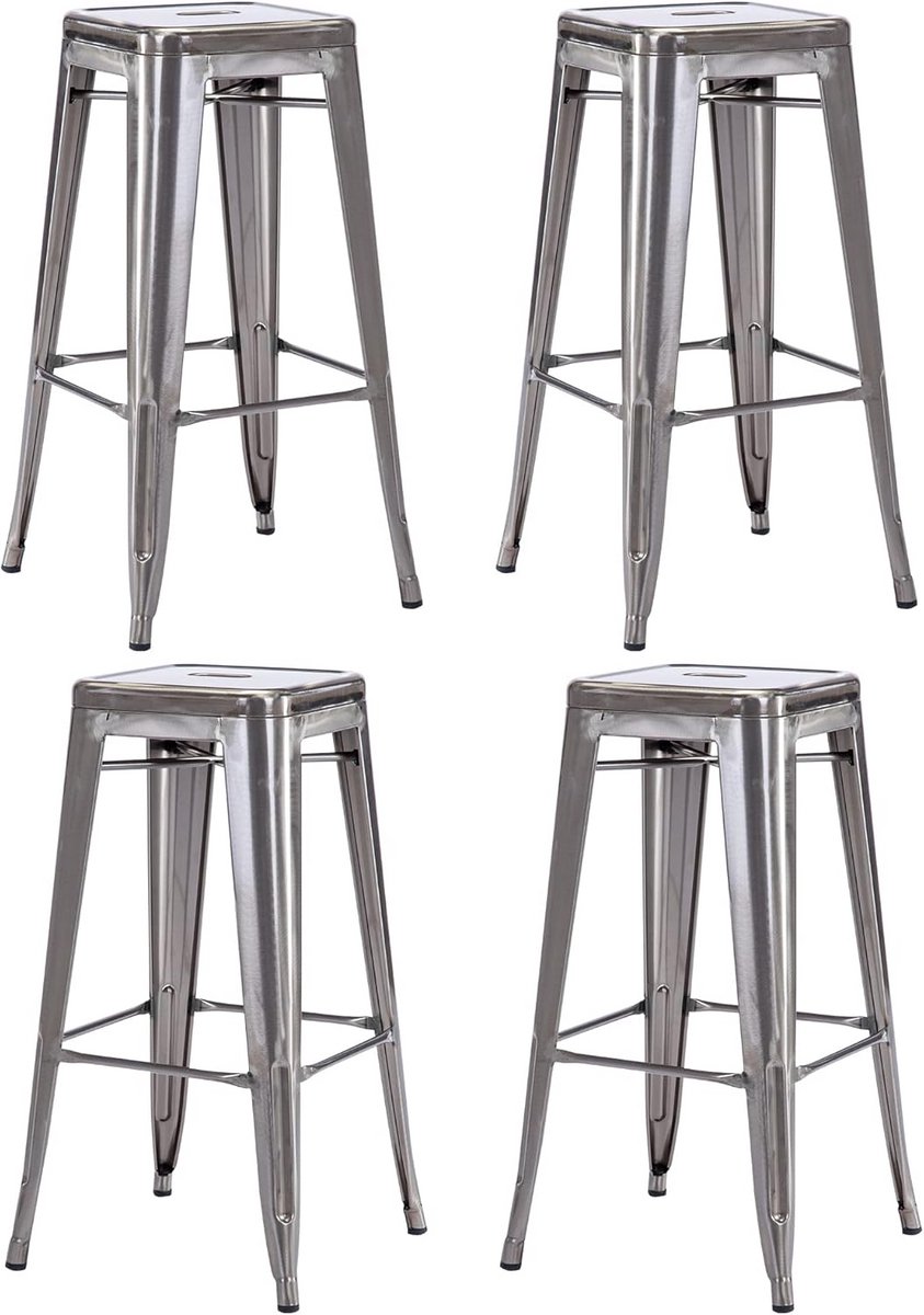 Set van 4 Stapelbare Barkrukken IJzer Industrieel Design Zithoogte 76 cm