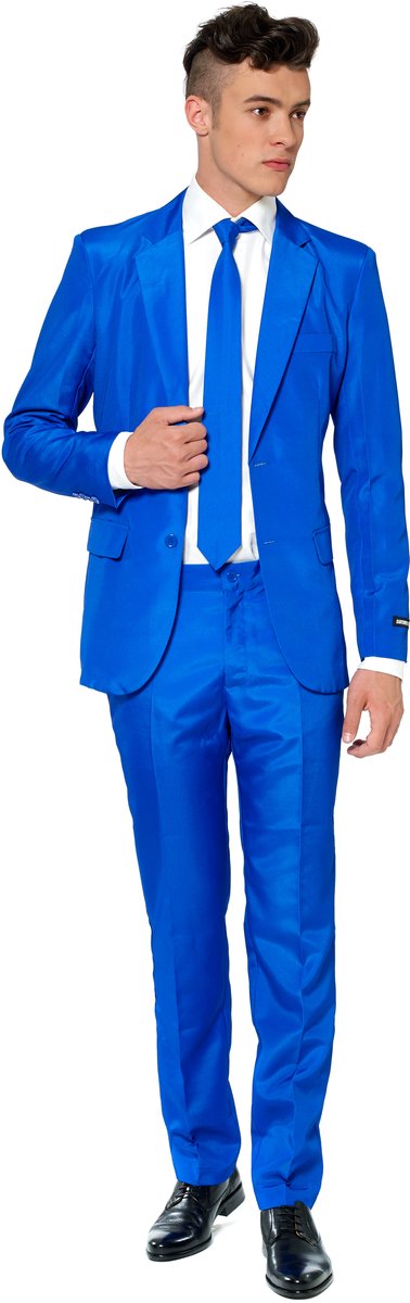 Suitmeister Blue - Heren Pak - Carnavalskleding - Casual Effen Gekleurd - Blauw - Thema Feest - Maat XXL