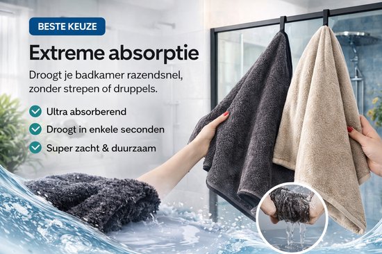 Liviahome - Chiffon de séchage Fastdry - Séchage sans calcaire - Salle de bain/voiture - 40x60 cm - 1200 GSM - Absorbe 1000 ml d'eau