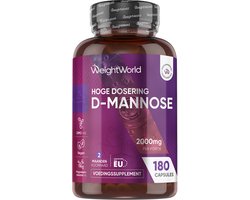 WeightWorld D-mannose capsules - 2000 mg D-mannose per portie - 180 vegan capsules