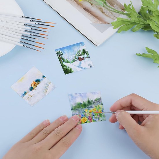 10-delige Fijne Acrylverfkwastenset – Detailpenselen Voor Schilderen Op Nummer, Miniaturen, Modellen En Aquarel – Zachte, Duurzame Haren, Ergonomisch Handvat – Veelzijdig Voor Acryl, Olie En Gouache