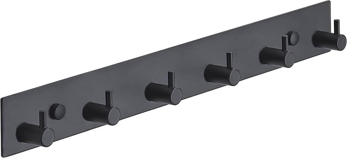 Rvs Kapstok 6 Haken Schuin Model Mat Zwart 39 cm Wandkapstok Handdoekrek