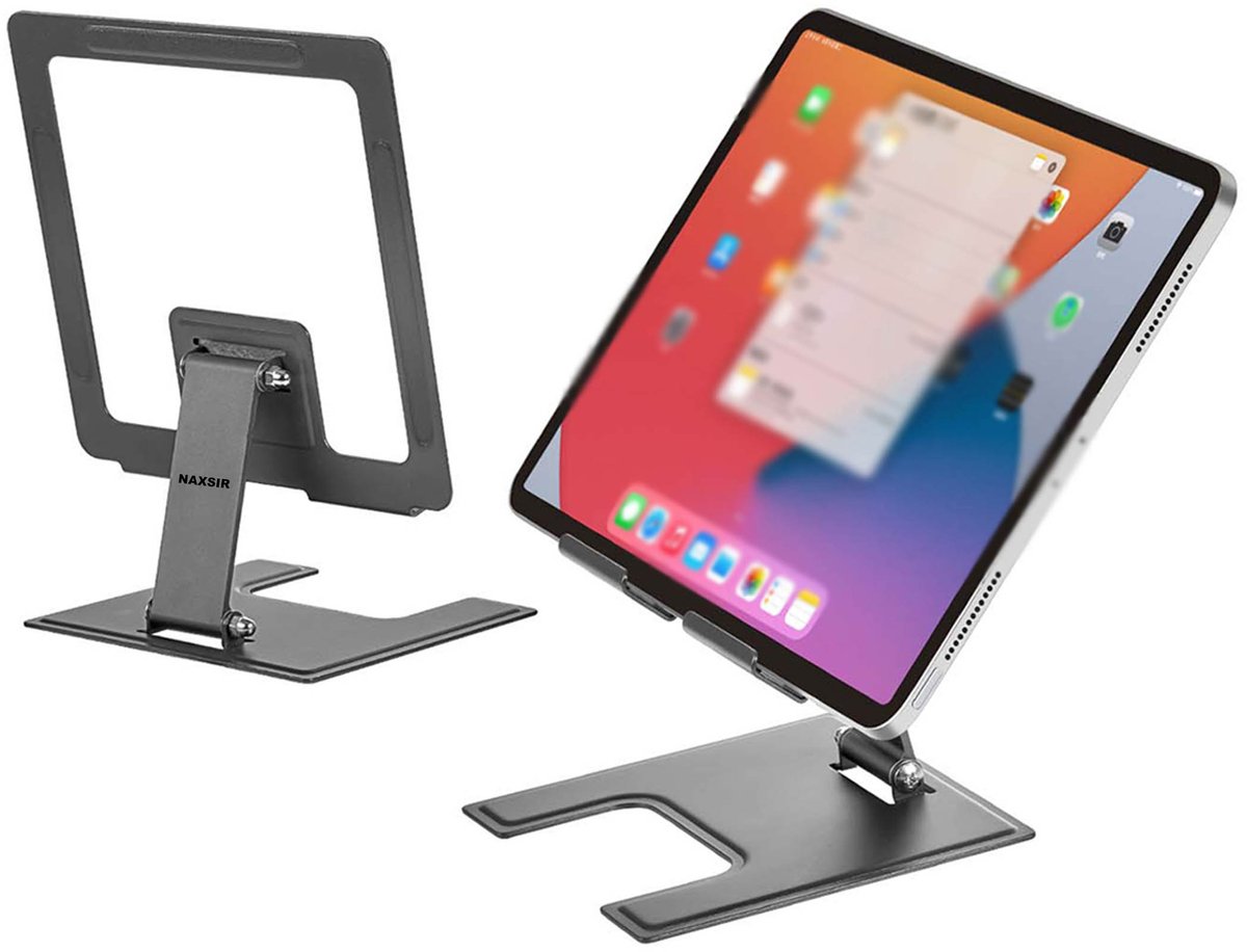 NAXSIR T17 Tablet Standaard - Opvouwbaar & Draagbaar - Donkergrijs - Stabil