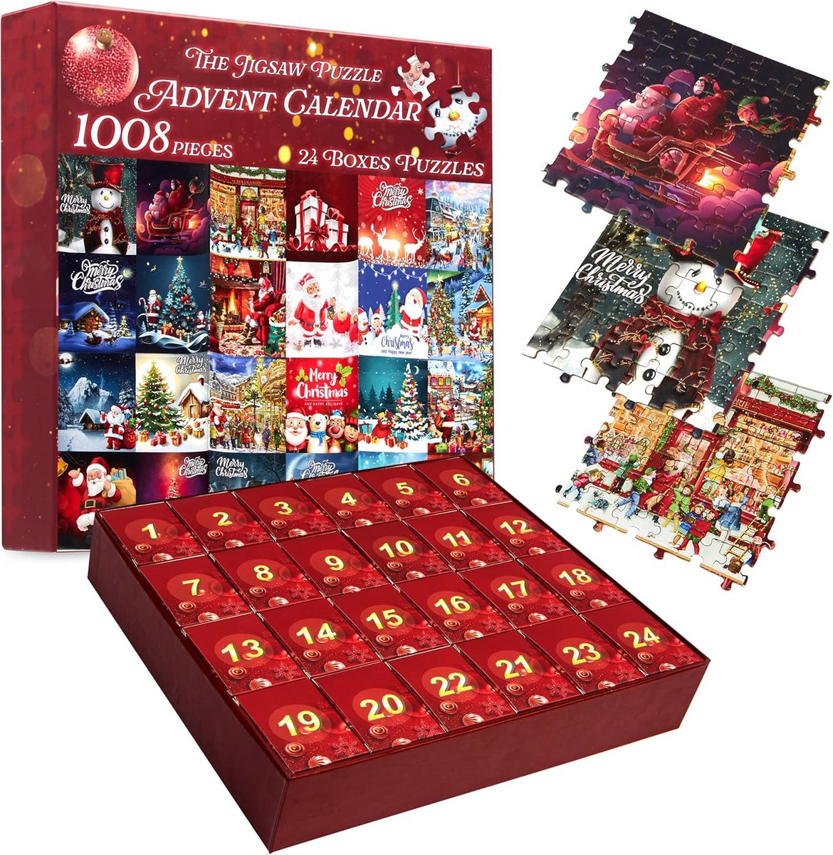 Adventskalender 2024 met 24 Puzzels Kerst Countdown Kalender