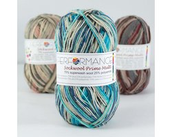 Performance Sockwol Prime Multi - bleu clair/gris(4) - Laine à chaussettes - 3 pelotes de 50 grammes - aiguilles 2/3 mm.