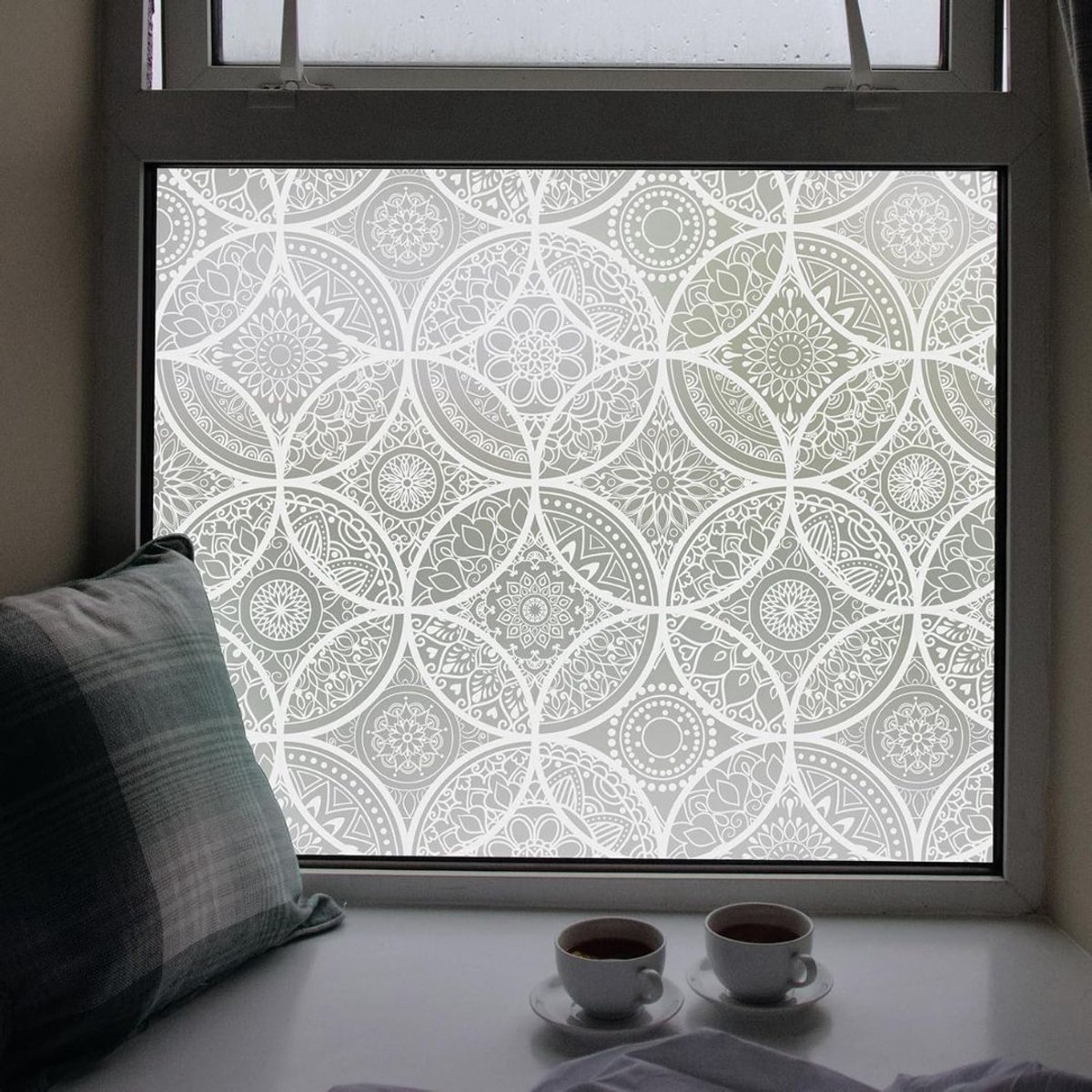NBAP® Raamfolie Glas in Lood - Zelfklevend - Antieke Look - Lood Regenboog - Wit