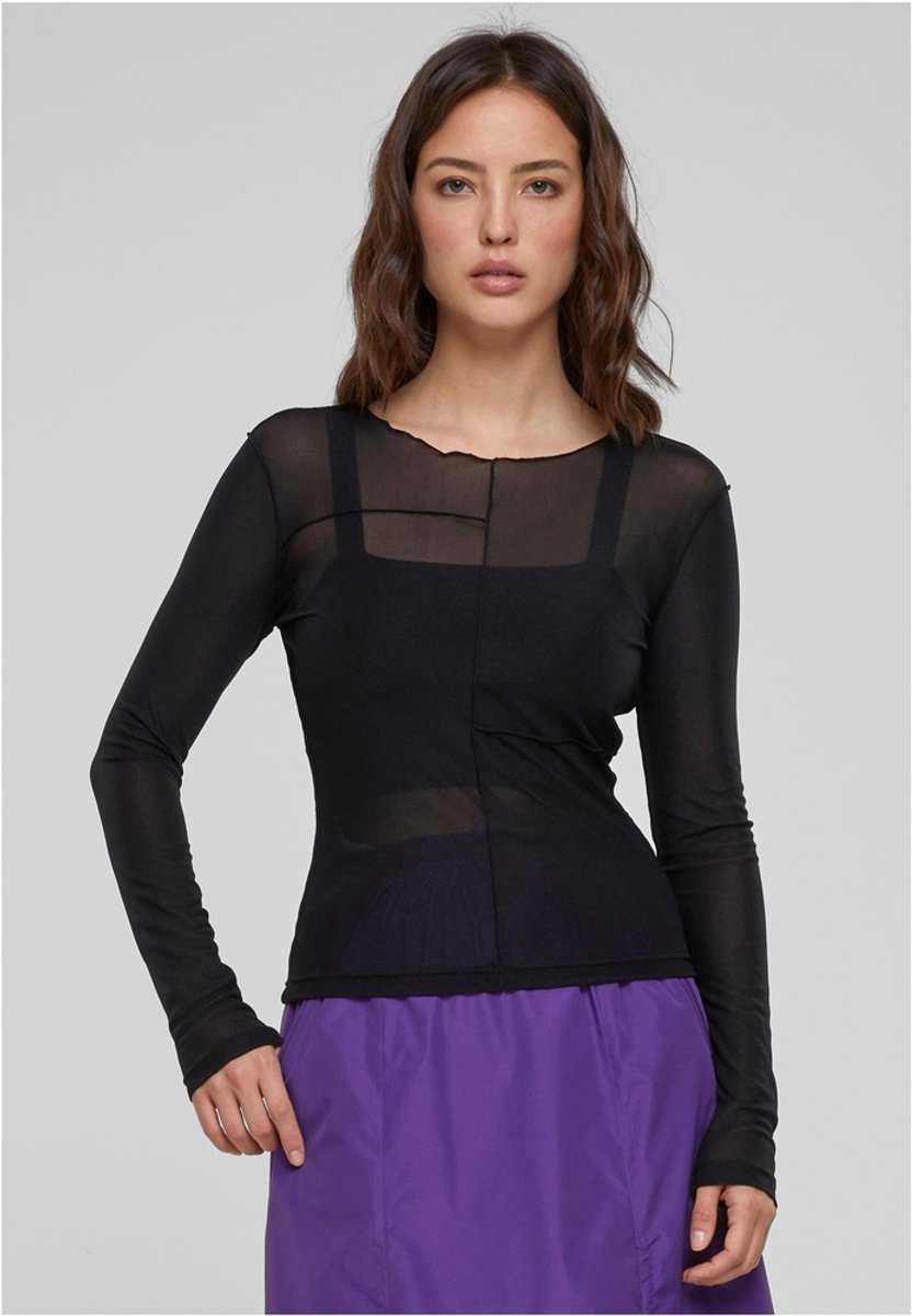Urban Classics Exposed Seam Mesh Longsleeve top 5XL Zwart