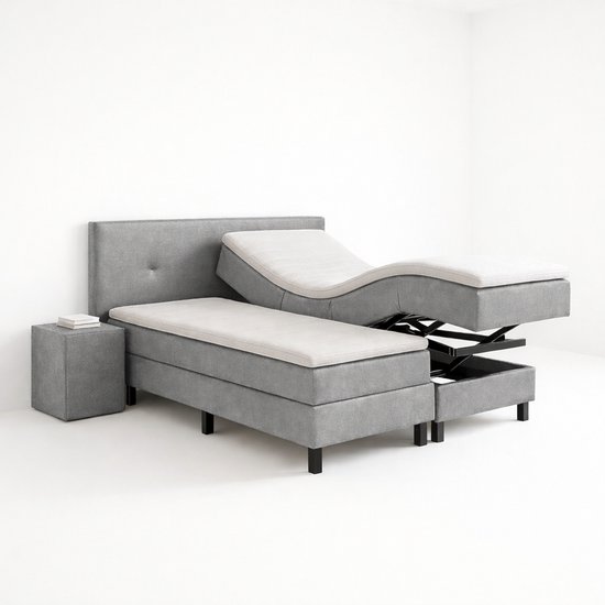 Boxspring VitaLift – Hoog-Laag Bed 2-Persoons Elektrisch Verstelbaar 180x200 cm – Verzorgingsbed / Seniorenbed – Grijs