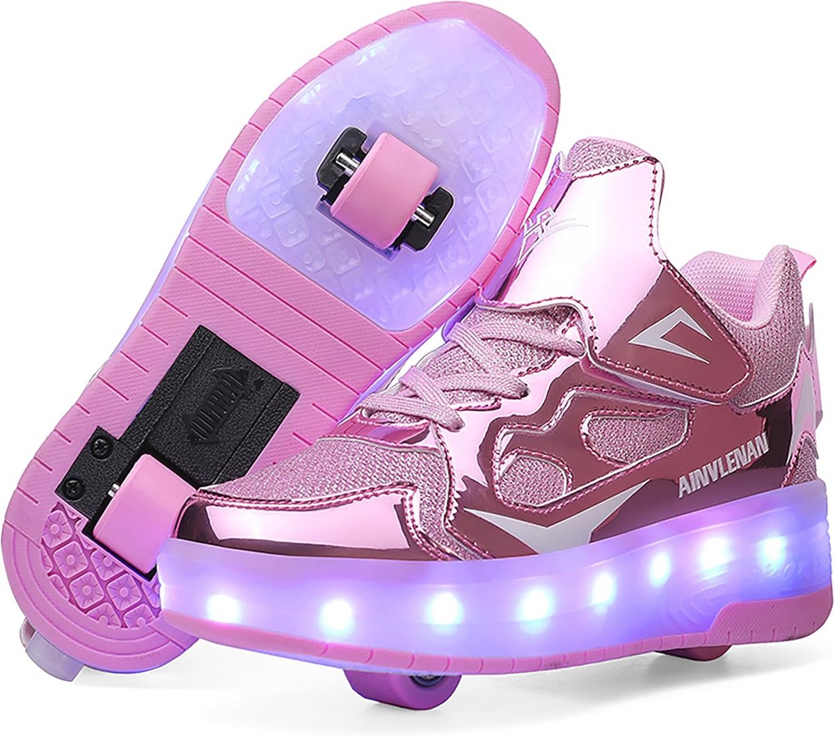 Inlineskates met LED Verlichting en Dubbele Wielen voor Kinderen - Automatisch Intrekbaar