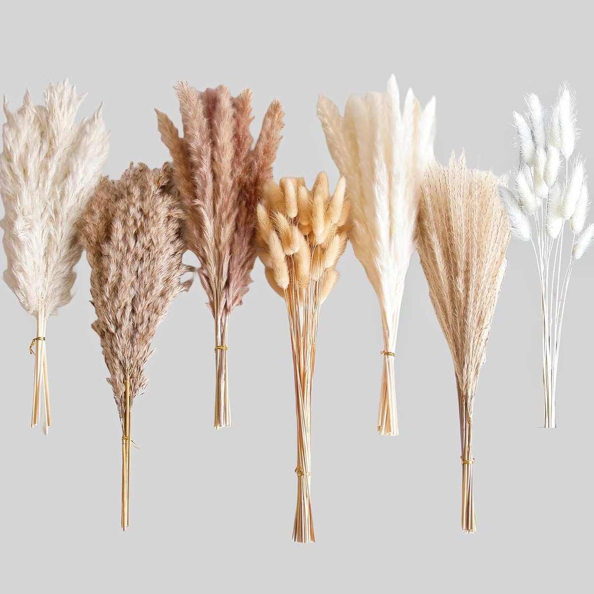 Famanu Gedroogd pampasgras boeket voor boho tafeldecoratie, mix van konijnenstaarten en pampasgras, geschikt voor bruiloften, babyshowers en huisdecoratie