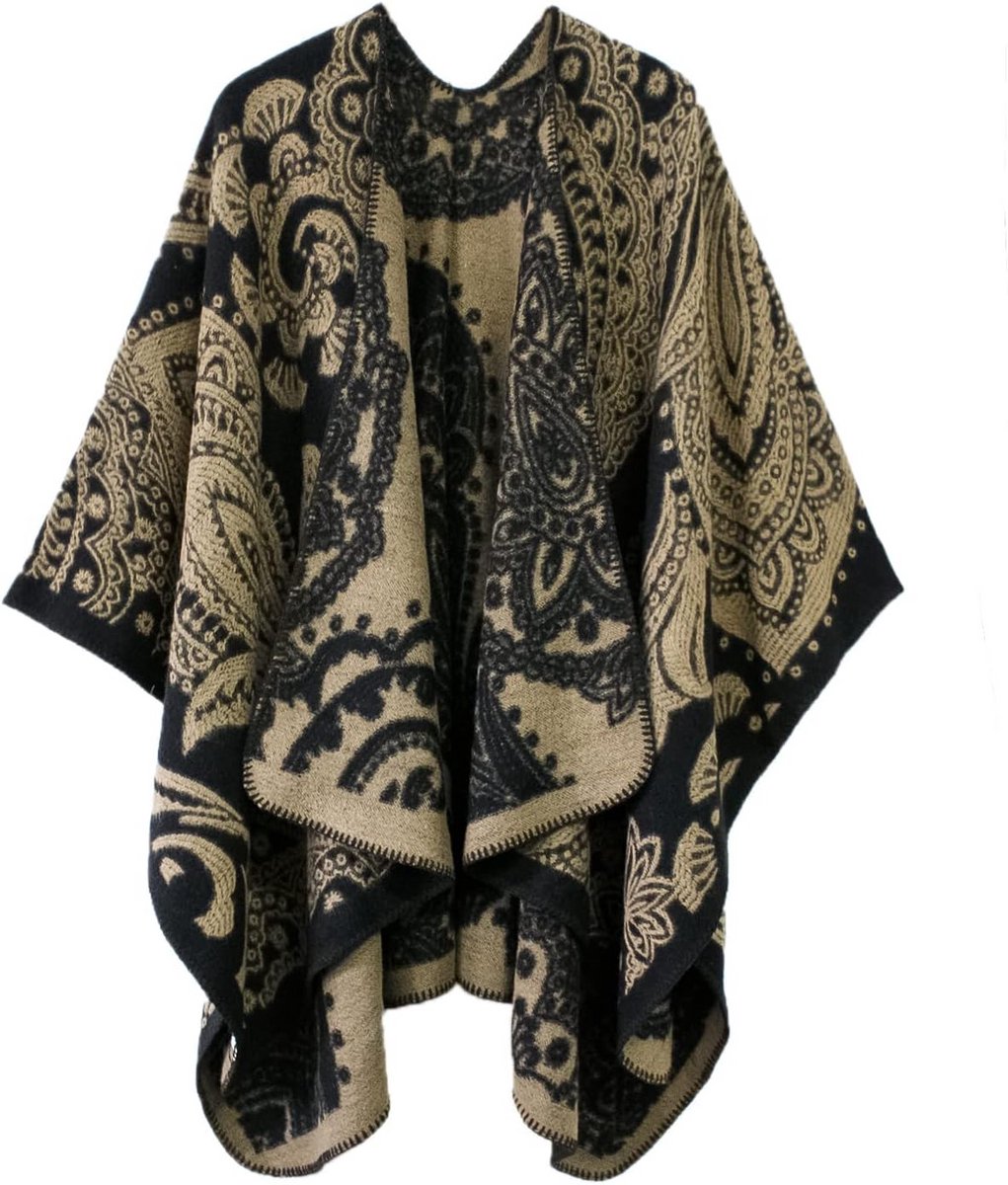 Elegante Gebreide Omslagdoek met Bloemmotief