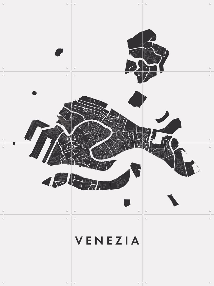 IXXI Venezia City Map, Kunst in Kaart - 60 x 80 cm - Gratis ophangtool - Grote wanddecoratie en posters - Grafisch Ontwerp, Minimalisme, Geometrische