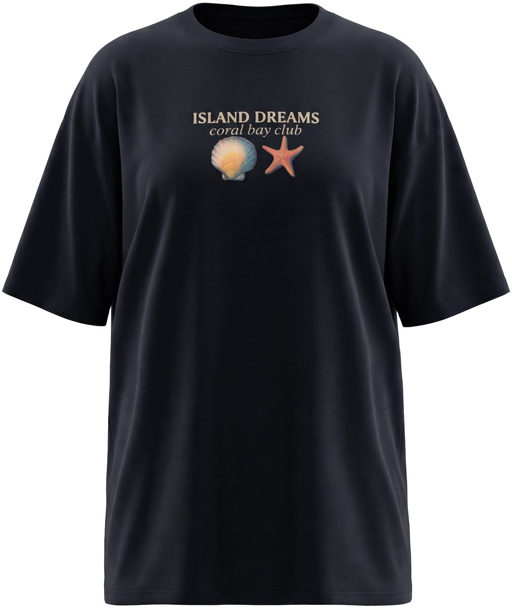 Studio Untold - Dames - T-shirt oversized baking-print - Zwart - Maat 42+