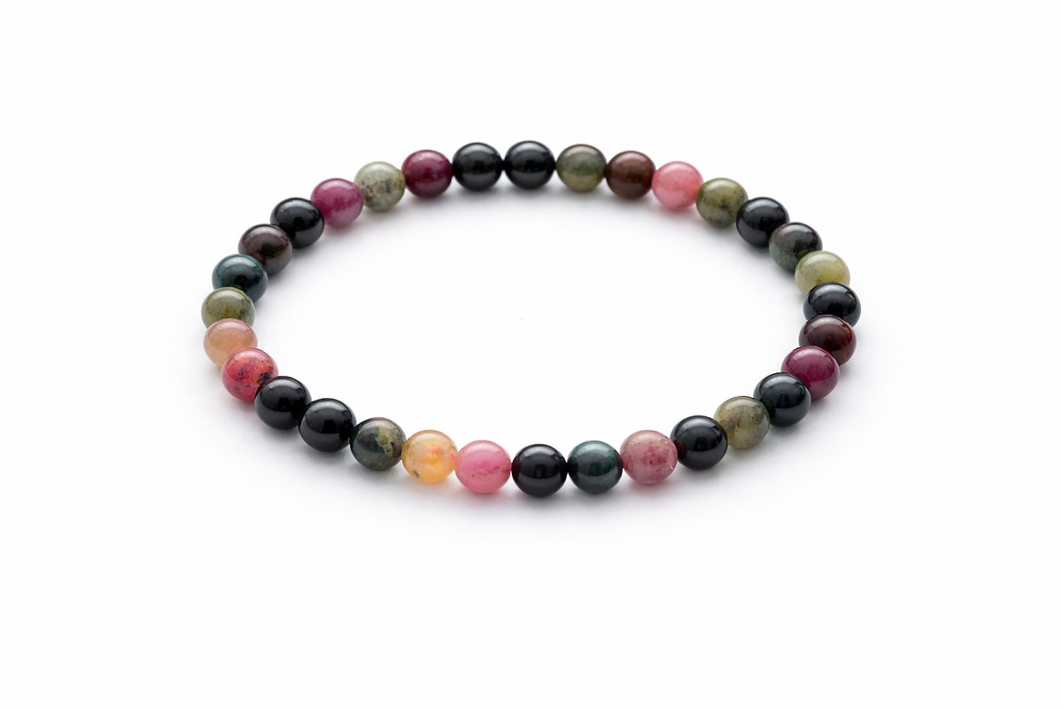 Watermeloen Toermalijn Armband 6 mm – Natuursteen Kralen – Multi Kleuren – Unisex