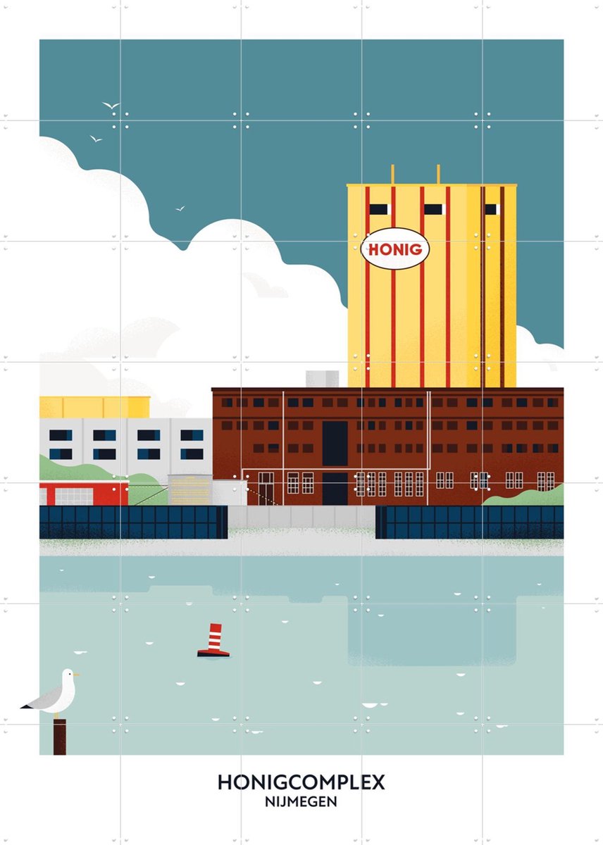 IXXI Honigcomplex, Studio Kars + Boom & Design Podium Nijmegen - 100 x 140 cm - Gratis ophangtool - Grote wanddecoratie en posters - Illustraties