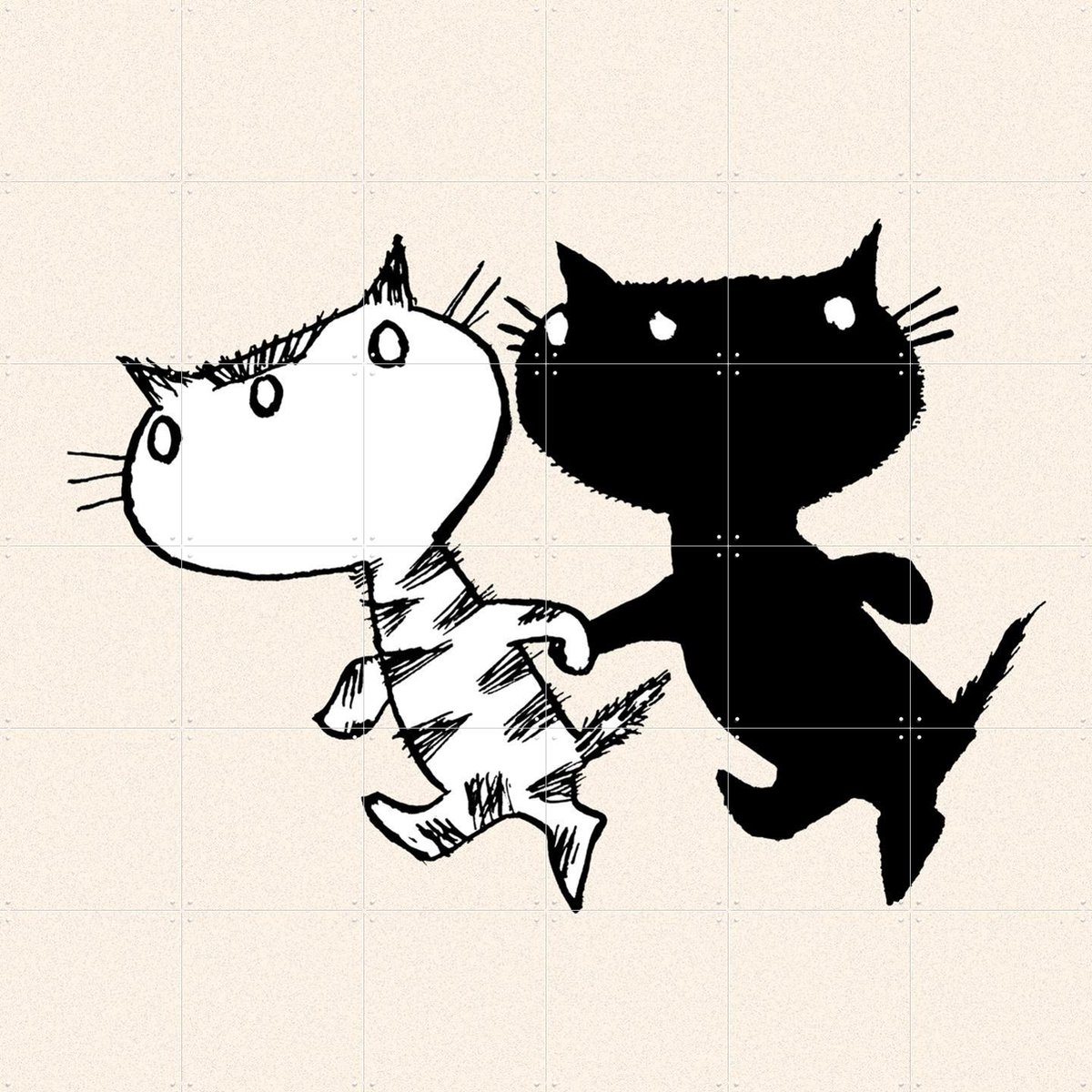 IXXI Pim & Pom 7, Fiep Westendorp - 120 x 120 cm - Gratis ophangtool - Grote wanddecoratie en posters - Speels, Cartoonesk, Illustraties, Line art