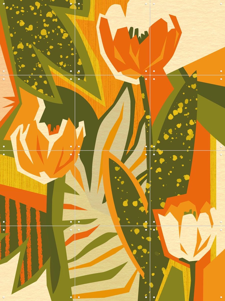 IXXI Tropical Tulips, Megan Gallagher - 60 x 80 cm - Gratis ophangtool - Grote wanddecoratie en posters - Kleurrijk, Illustraties, Grafisch Ontwerp