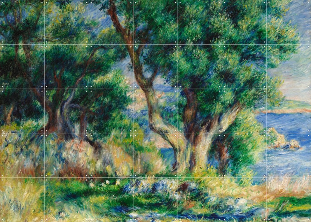 IXXI Landscape on the Coast, near Menton, Pierre-Auguste Renoir & Museum of Fine Arts Boston - 140 x 100 cm - Gratis ophangtool - Grote wanddecoratie