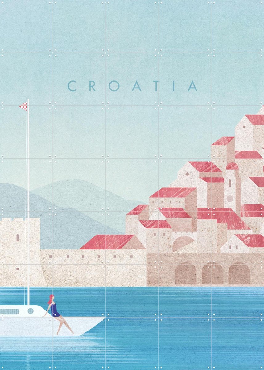 IXXI Croatia, Henry Rivers - 100 x 140 cm - Gratis ophangtool - Grote wanddecoratie en posters - Kleurrijk, Minimalisme, Illustraties, Woonkamer
