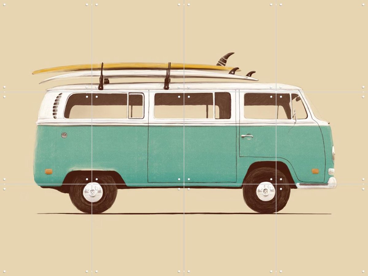 IXXI Blue Van, Florent Bodart - 80 x 60 cm - Gratis ophangtool - Grote wanddecoratie en posters - Speels, Vintage, Illustraties, Minimalisme, Grafisch