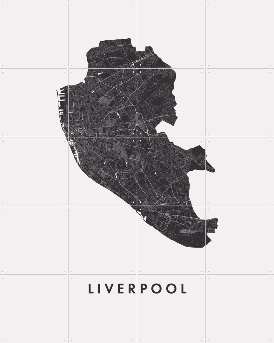 IXXI Liverpool City Map, Kunst in Kaart - 80 x 100 cm - Gratis ophangtool - Grote wanddecoratie en posters - Abstract, Grafisch Ontwerp, Minimalisme