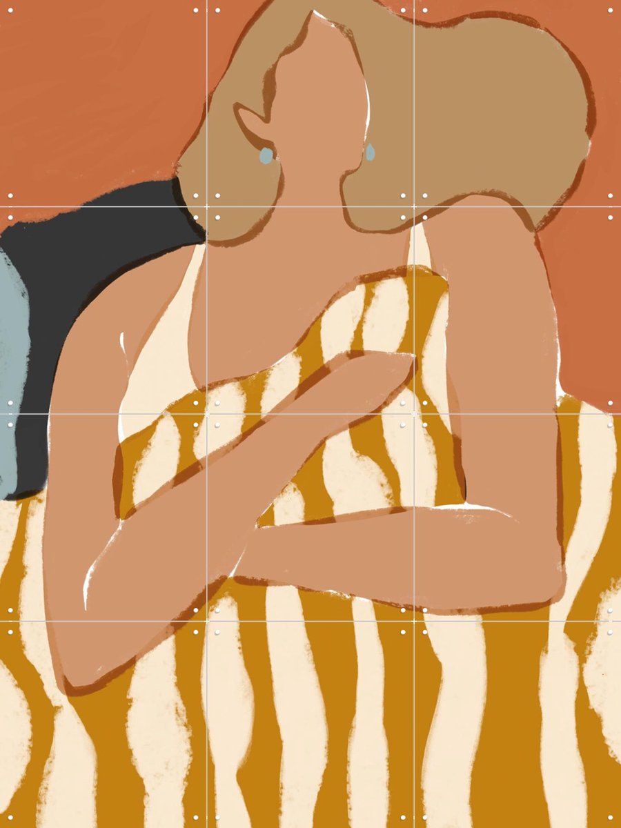 IXXI Morning Stripes, Sacrée Frangine - 60 x 80 cm - Gratis ophangtool - Grote wanddecoratie en posters - Digitale Kunst, Illustraties, Strepen