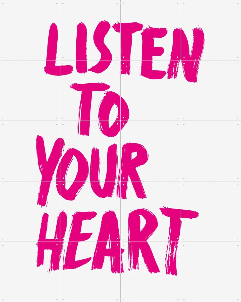 IXXI Listen to your Heart, Marcus Kraft - 80 x 100 cm - Gratis ophangtool - Grote wanddecoratie en posters - Illustraties, Typografie, Kleurrijk, Pop
