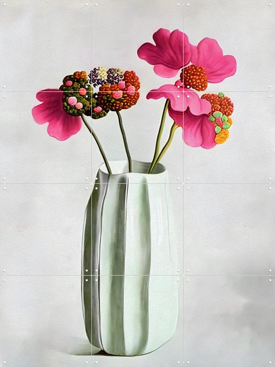 IXXI Fuchsia Enigma, Artclaud - 60 x 80 cm - Gratis ophangtool - Grote wanddecoratie en posters - Olieverf, Woonkamer, Eetkamer, Botanisch, Boeket