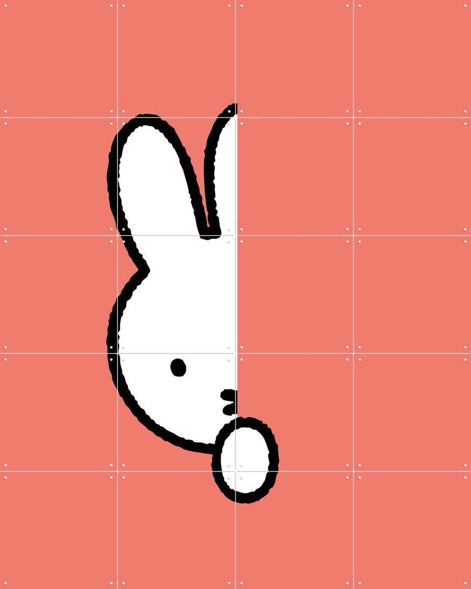 IXXI Nijntje Verstoppertje Koraal, Nijntje - 80 x 100 cm - Gratis ophangtool - Grote wanddecoratie en posters - Speels, Minimalisme, Grafisch Ontwerp