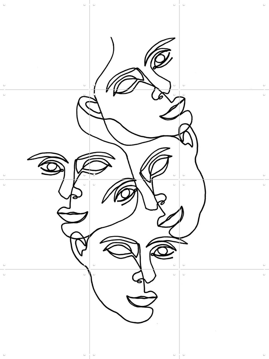 IXXI Mono, Julia Hariri - 60 x 80 cm - Gratis ophangtool - Grote wanddecoratie en posters - Line art, Minimalisme, Illustraties, Woonkamer