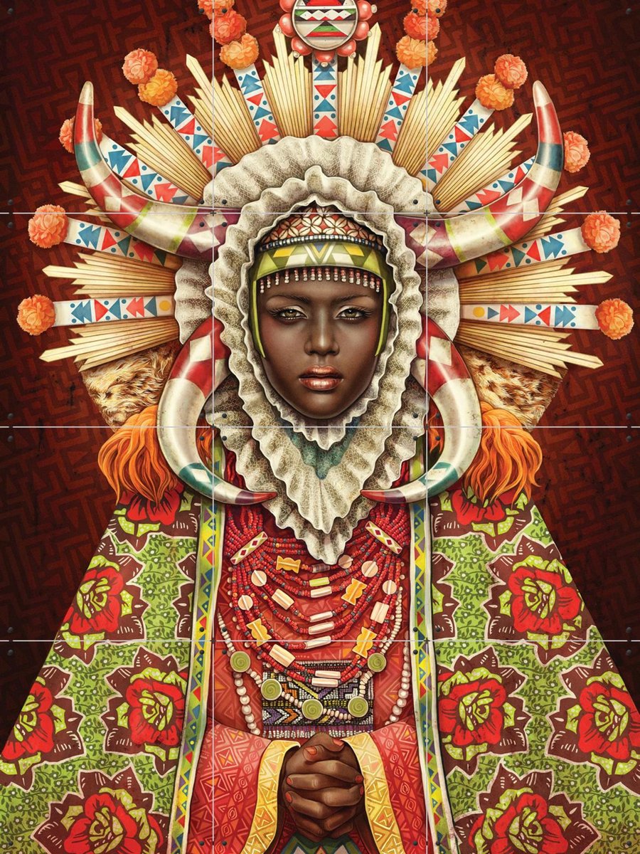 IXXI African Madonna, Studio Muti - 60 x 80 cm - Gratis ophangtool - Grote wanddecoratie en posters - Ornamenteel Ontwerp, Digitale Kunst