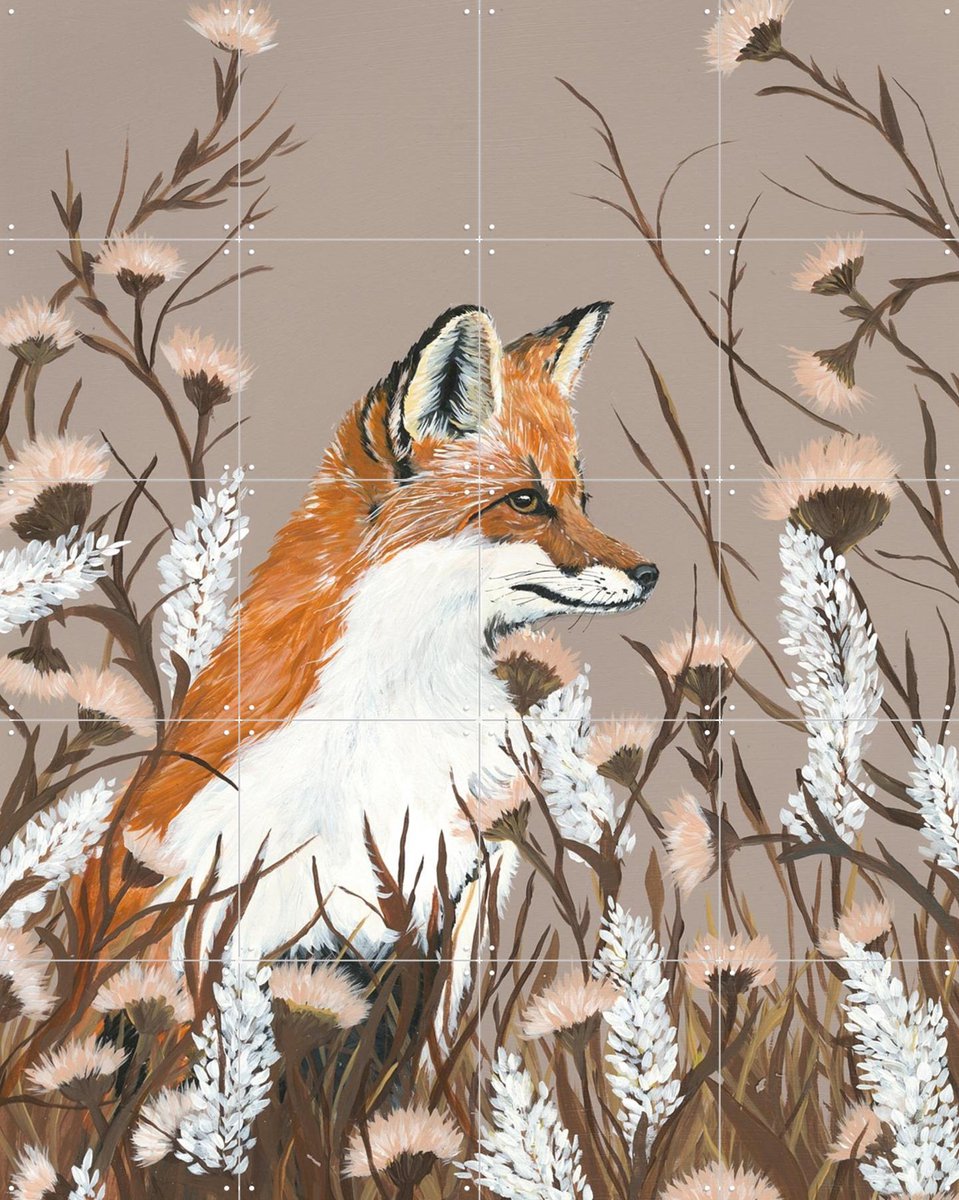 IXXI Hide in the Meadow, Lens en penseel door Myrte - 80 x 100 cm - Gratis ophangtool - Grote wanddecoratie en posters - Realisme, Schilderijen
