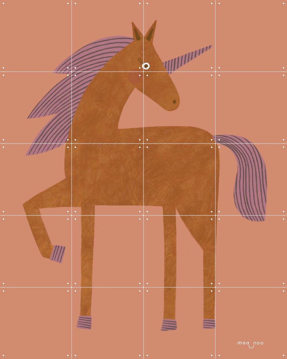 IXXI Unicorn, Maa-noo - 80 x 100 cm - Gratis ophangtool - Grote wanddecoratie en posters - Cartoonesk, Speels, Illustraties, Kinderkamer, Fantasie