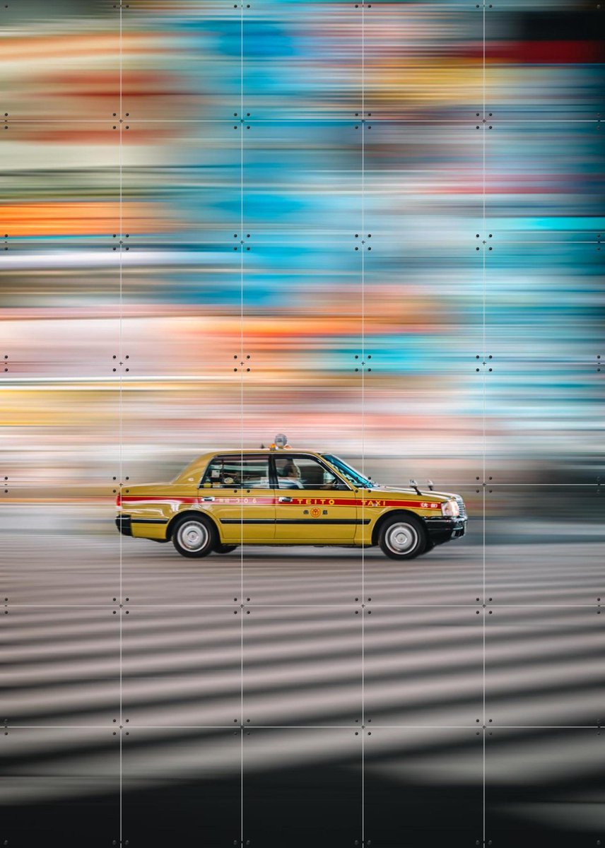 IXXI Taxi, Tristan Zhou - 100 x 140 cm - Gratis ophangtool - Grote wanddecoratie en posters - Fotografie, Kleurrijk, Mancave