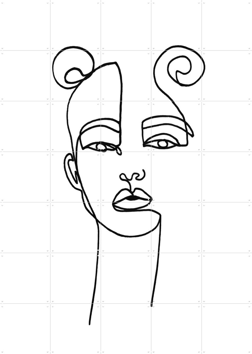 IXXI Poppy, Julia Hariri - 100 x 140 cm - Gratis ophangtool - Grote wanddecoratie en posters - Illustraties, Line art, Portretten
