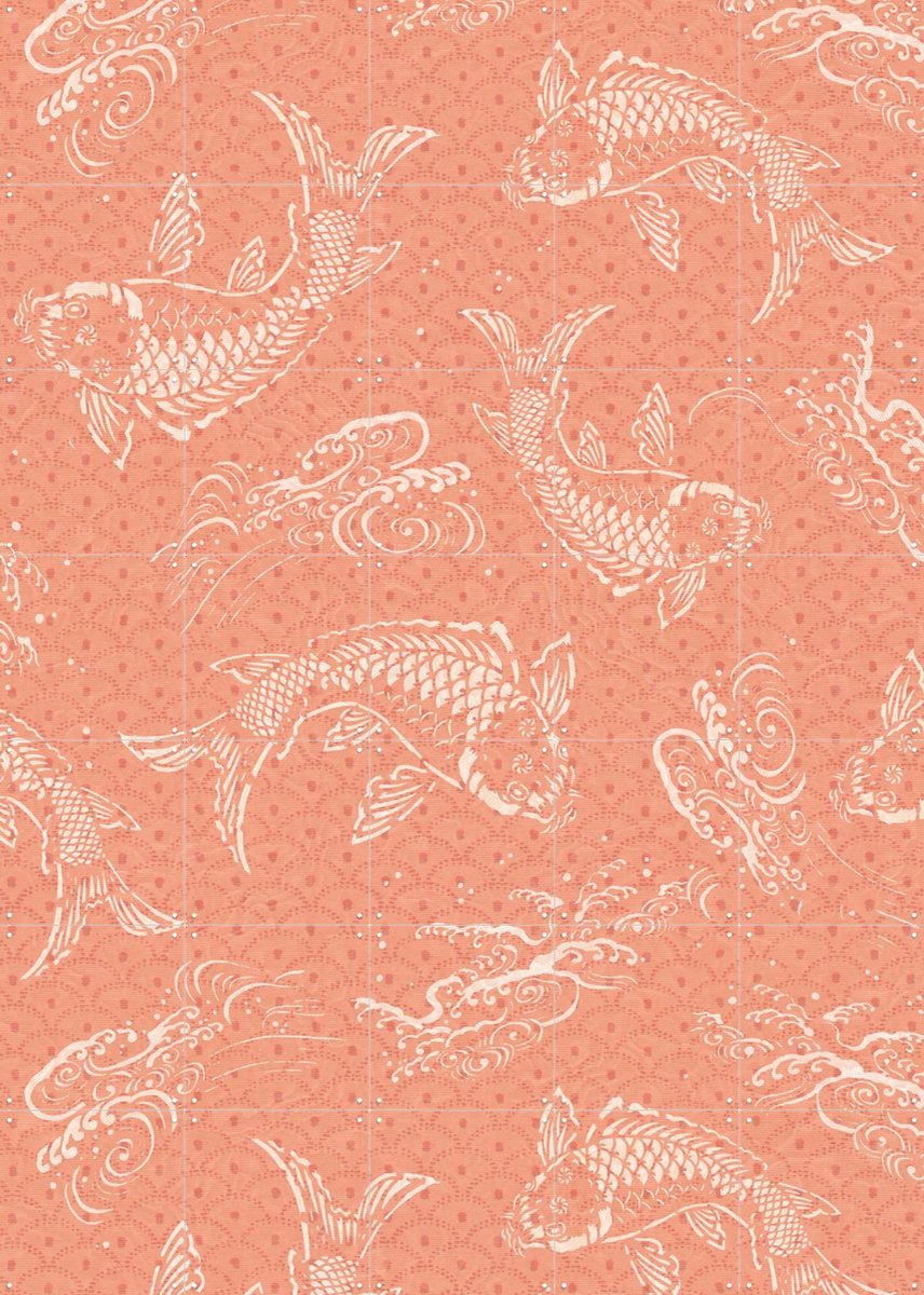 IXXI Peach Fuzz Koi Fish, Bloomery Decor - 100 x 140 cm - Gratis ophangtool - Grote wanddecoratie en posters - Kleurrijk,