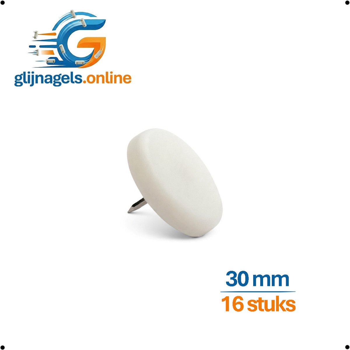 16 STUKS PREMIUM GLIJNAGELS rond 30 mm – PVC meubelglijders – Vloerglijders – Meubeldop – Glijdop – Meubelpoten glijders – Vloerbeschermers – Bescherming tegen krassen en vocht – Geluiddempend – Voor kasten, tafels, stoelen en banken – Slijtvast