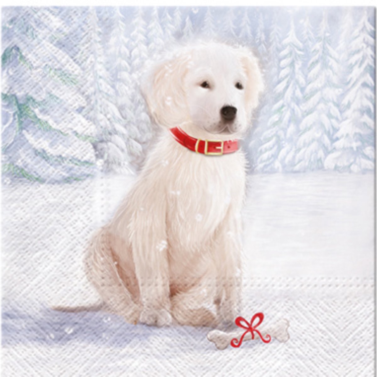 Dekoratief | Pakje 20 servetten 'Snow Dog', 33x33cm | A702272
