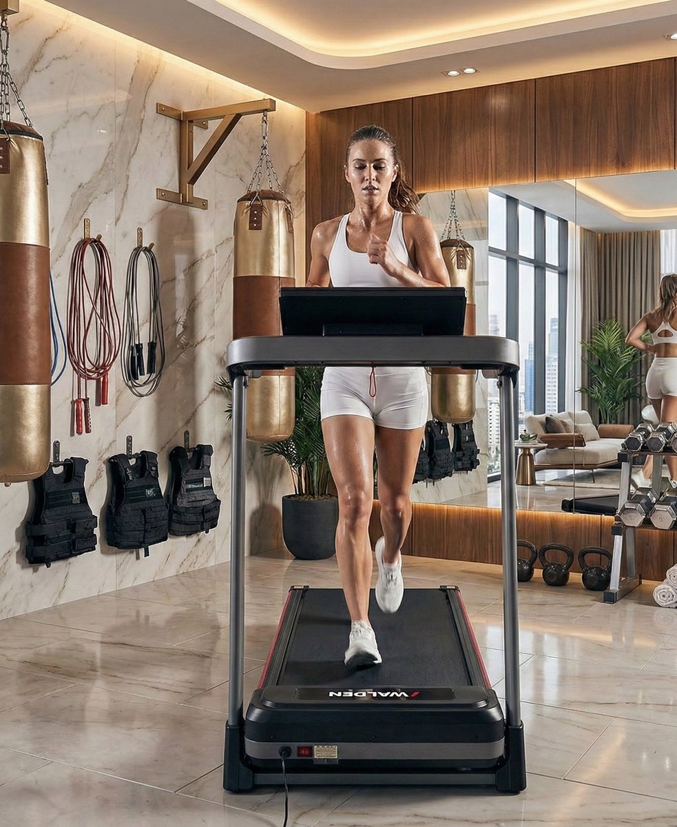 Treadmill for Home Use – Foldable Electric Walking & Running Machine, 1-12 km/h, 12 Pre-Set Programs, LCD Display, Hand Incline, 1-2.5 HP – Designbest
