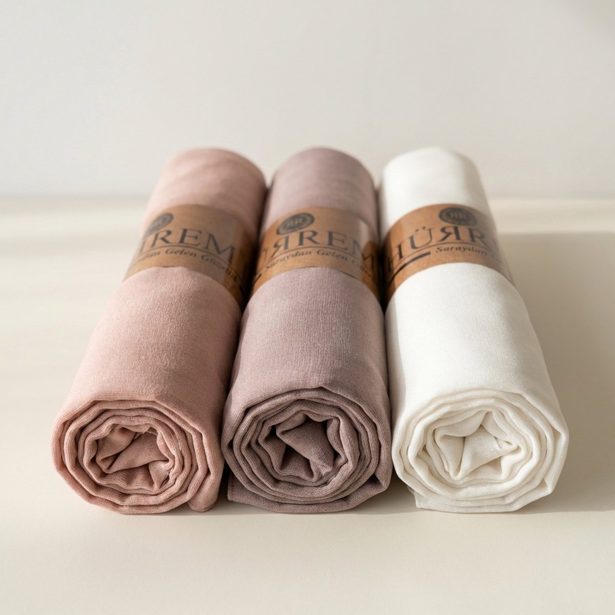 FIRASET Hurrem Collectie – 3-delige Jersey Sjaal Set - Hoofddoek - Hoofddeksel - Hijab | Elegante Roze Tinten