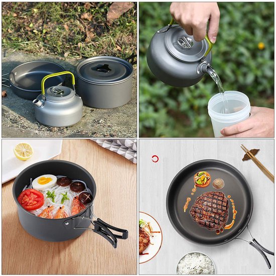 Nood kookset - pannenset 3-in-1 - PFAS-vrij - Lichtgewicht aluminium - 2-3 personen — afbeelding 4