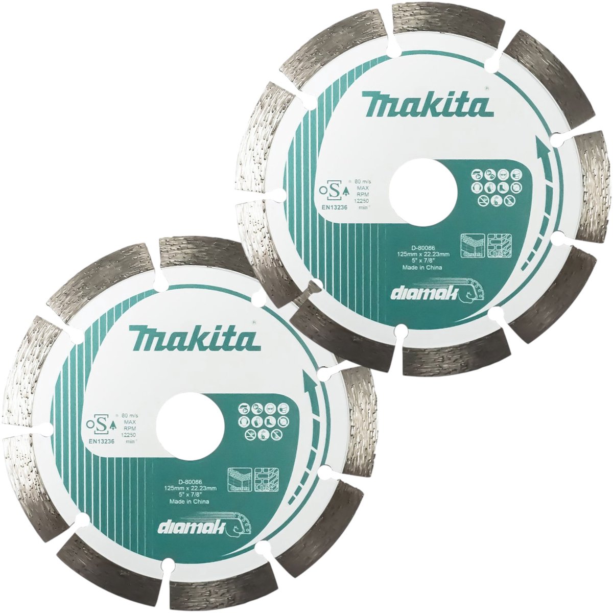 Makita 2x Diamak diamantzaagblad 125 x 22,23 mm ( 2x D-80086 )