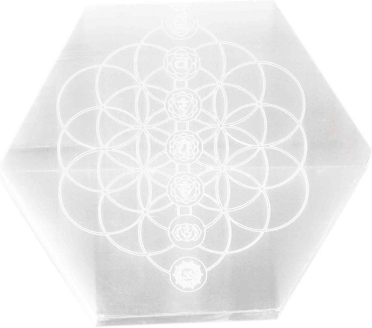 Seleniet Plaat met Chakra Gravure voor Energie en Meditatie