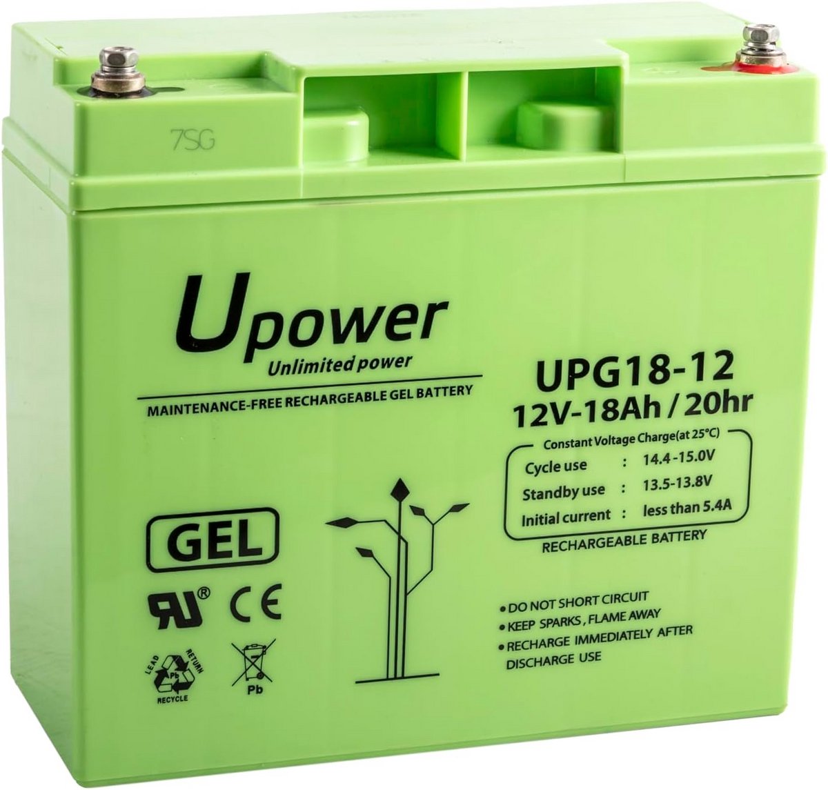 12V 18Ah Gel Accu Onderhoudsvrij voor Alarm en Noodverlichting