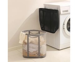 Opvouwbare wasmand, grote opbergmand van gaas voor vuile was en kinderspeelgoed (grijs)