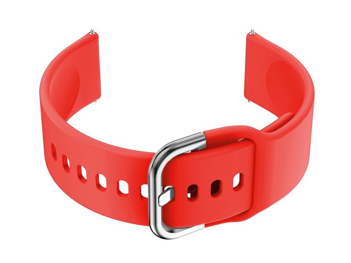Pacific Smartwatch Serie - Rubberen Band - 20mm - Rood-Zilver