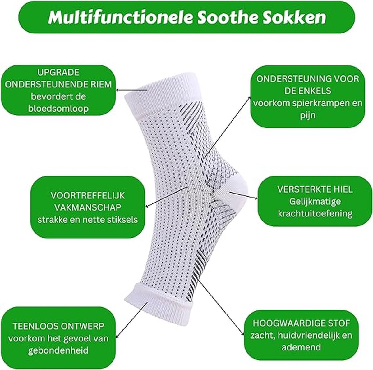 Klikkopers® - Neuropathie Sokken - Maat 38-42 - Compressie Sokken - Neuropathie Sokken Zonder Tenen - Compressiesokken - Slaapsokken - Bedsokken - Massagesokken - Wit — cadeau in Cadeau-ideeën - foto 6