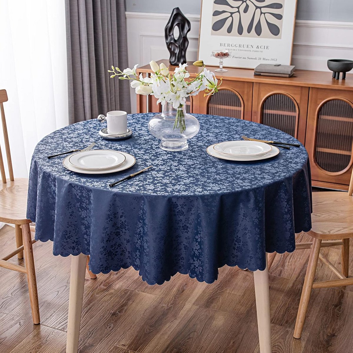Ronde Tafelkleed Waterdicht Vinyl - Zwaar en Afwasbaar voor Keuken & Eetkamer
